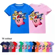 New Kirby Boys Girls Casual Short Sleeves Kids Cotton T-shirt Tops Birthday Gift Green 130