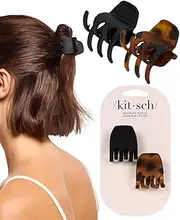 Kitsch Medium Claw Clips, Medium Hair Clips for Women, Stylish Hair Claw Clips for Thick Hair & Thin Hair, Cute Medium Hair Clip & Claw Clip for Teen Girls, 2pc (Black & Tortoise)