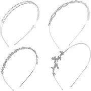 Generic 4pcs Rhinestone Headband Headbands Hair Ribbons Head Bands Pearl Headband Wedding Headband Rhinestone Headpiece for Wedding Headband for Women Wedding Silver Glass Rhinestones