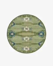 185' Round | Machine Washable Runner Rug | Kid & Pet Friendly | Indoor Rug | Annika Green Rug | Ruggable