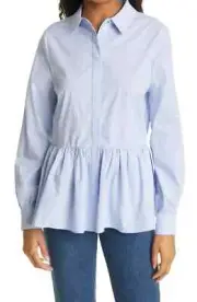 NWT TED BAKER LONDON Stripe Peplum Button-Up Shirt Women's SIZE 2 (4­-6 US)