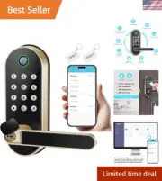 Smart Door Lock Brass 7" Fingerprint WiFi Keyless Entry Perfect for Homes