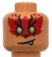 Lego New Nougat Minifigure Head Dual Sided Red Fur Gold Eyes Crooked Mouth Part