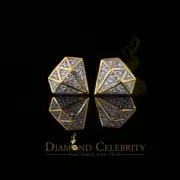 0.24ct Cubic Zirconia 925 Yellow Silver Women's & Men's Hip Hop Stud Earrings
