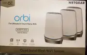 NETGEAR Orbi Quad-Band WiFi 6E Mesh System & 2 Satellite Extender RBKE963-100NAS