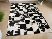 Checkerboard Cowhide Patchwork Rug � Handcrafted Natural Leather