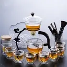 Lazy Kungfu Glass Tea Set Heat Resistant Tea Maker Glass Teapot for Tea Fans
