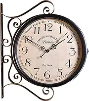 Clock Station Clock, Antique Style Wall Clock Double-Sided Station Clock, Station Clock Vintage for Indoor and Garden Station Clock Aubenbereich A