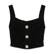 [Balmain] Balmain Textured Cropped Top 40 FR BLACK