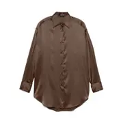[Tom Ford] Tom Ford Satin Shirt 38 IT BROWN