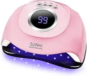 Mclaurin UV LED Nail Lamp,180W 45 Pcs UV LED Light for Nails,Portable Led Nail Dryer Gel Polish Light with 4 Timer Setting,Fast Nail Curing Lamps with Automatic Sensor and LCD Display for Home,Salon Pink