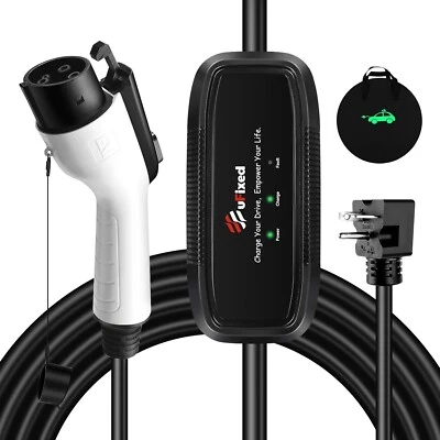 16Amp Level 2 EV Charger, Portable Electric Vehicle Charger with Cable Holder,