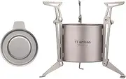 Ti artisan Titanium Alcohol Stove with Foldable Stand Cover Storage Bag Portable Camping Backpacking Hiking Stove