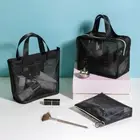 Black Storage Toiletry Bag Makeup Bags Mesh Cosmetic Bag Cosmetic Cases