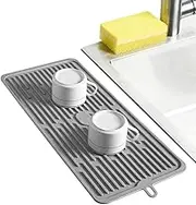 Silicone Dish Drying Mat,Good Large Drying Mats for Kitchen,Heat Resistant Mat,Tableware Bowl Mat-Easy Clean,Store Can Be Rolled UP, 17.3" 7.9" 0.2" (Gray)