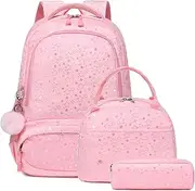 [Kimwadalh] Toddler Girls School Backpacks with Lunch Bag Pencil Case Schoolbag Set for Preschool Kindergarten Primary Boys Girls