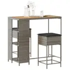 Garden Bar Set with Cushions Table and Chairs Dining Set Poly Rattan vidaXL