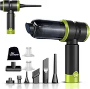 Handheld Car Vacuum Portable Cordless with 2000mAh Battery, 4 in 1 Handheld Vacuum Cleaner and Air Duster ,15000PA Portable Mini Hand Held Vacuum Rechargeable for Home, Car, Office, Pet Hair（Green）