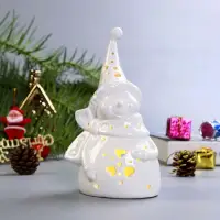 在飛比找momo購物網優惠-聖誕禮物 聖誕雪人陶瓷LED小夜燈(高18.5cm／不含電池