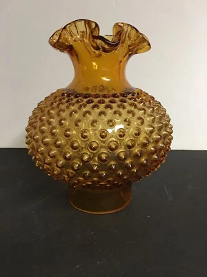 FENTON Glass Amber Hob Nail Lamp Shades 3 Fitter