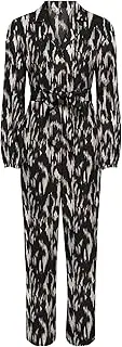 [ONLY] Women's Onlnova Life Elite L/S Zira Jumpsuit, Black/AOP:590 Rough Animal, XL, Black/AOP:590 Rough Animal, X-Large