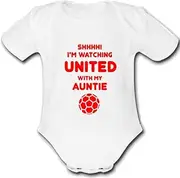 UNITED MAN present from AUNTIE for a gift Football Unique Baby Vest Grow Babygrow Cute PERSONALISED Custom Boys Girls Unisex MANCHESTER SHEFFIELD ROTHERHAM
