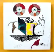 (b)ox - Ox Box Enlightenment Collage Painting - Original Steven Tannenbaum 8 x 8