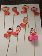Vintage Clown Honeycomb Paper Cupcake Toppers 18