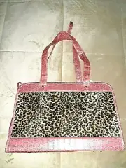 Pink Pleather Dog Carry Bag With Leopard Imitation Fur