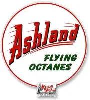 (ASHL-2) 15" ROUND ASHLAND FLYING OCTANES GASOLINE DECAL GAS OIL PUMP STICKER