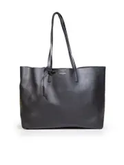 Black Leather East West Tote