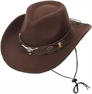 [Oaygat] Cowboy Hat Felt Fedora Hat Womens Western Cowboy Hat Wide Brim Hat Classic Hat Western Shapeable Durable Cowgirl Men Women Wool Felt Fedora Jazz Hat Lightweight Shapeable Outdoor Hat