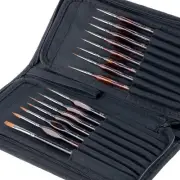 Transon Artist Detail Paint Brushes with Case 15pces for 15 PCS, Dark Brown