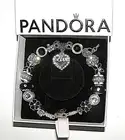 PANDORA Lobster Clasp Silver Bracelet With Love Black White European Charms, BOX