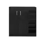 Black 2 Doors Shoe Cabinet Storage Cupboard