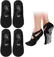 [BIVBWQU] 2 Pairs Non-Slip Pilates Socks for Yoga, Non-Slip Yoga Socks for Women, Non-Slip Socks for Women, Pilates, Ballet, Barefoot Dance, Black