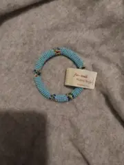 Handmade Maasai Light Blue Multicolored Beads Bracelet Bangles East Africa Kenya