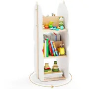 Costway Rotating Bookshelf Toy Storage Organiser Bookcase w/5 Shelves White