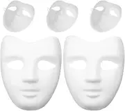 Kichvoe DIY Full Face Masks, 5PCS Paintable White Plain Masks, Paper Mache Art Masks for Cosplay, Blank Masquerade Costume Masks for Halloween Dance Party