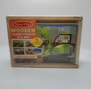 Melissa & Doug Wooden Puzzles in a Box, Construction, 4 Puzzles Ages 3+, New