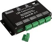 LED Controller, DC5V-24V 6 Channel RGB LED Controller DMX Decoder Driver Strip Module Black Color