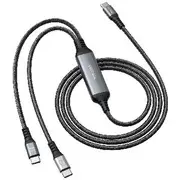 Comsol 100W USB-C to Dual USB-C Cable 2m Black