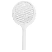 3X(Rotating Rechargeable Fly Swatter White Plastic Indoor Fly Zapper A8U7)