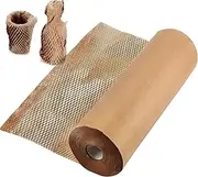 ZCOINS Honeycomb Packing Paper Wrap Roll, 30 CM x 50 M Recycled Brown Kraft Cushioning Wrap Paper Roll for Gift Wrapping Moving Shipping Fragile Items