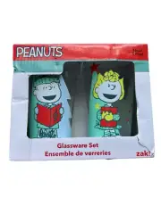 New Peanuts Glassware Set by Zak 2 x 16oz Christmas Glass Holidays