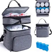 [SFYBYHEART] Breastmilk Storage Bag with Ice Pack for 6 Baby Bottles - Expandable Breast Pump Bag with Cooler for 6 Mam Bottles Up to 9 Ounce - Bottle Cooler Bag for Daycare