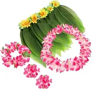 5 Pcs Luau Party Skirt Green Leaves Skirt Hawaiian Leaves Skirt Green Leaves Hula Skirt/416