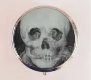 ILLUSION SKULL BONE charm pendant 22" Sterling 925 Silver plate necklace Gift