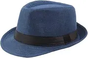 [FUDERU] Mens Classic Plaid Structured Fedora Hat Cuban Style Hat Jazz Cap Unisex Classic 1920s with Band