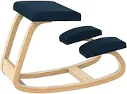 Ergonomic Kneeling Chair, Comfortable Wood Posture Chair with Thick Fleece Cushion, Swing Back and Forth 30°, Bearing 75KG, for Home Office Meditation Practice Room Buddhist Hall